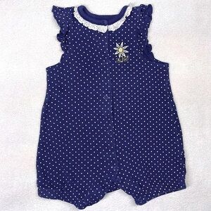 🟢 Little Me Daisy Polka Dot Romper baby size 9 month